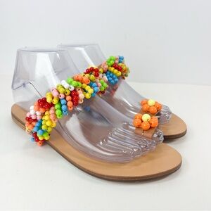 Elina Linardaki Beaded Daisy Sandal Made in Greece Multicolor size 37 / US 6